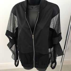 Black jacket light weight sheer sleeve New